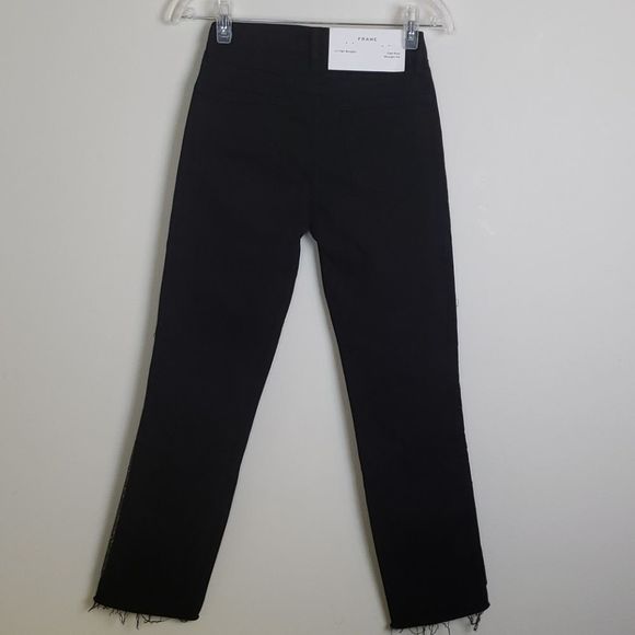 Frame Le high Straight Velvet Tux Step Up Hem Jean in Noir Sz 25 NWT - Picture 6 of 9